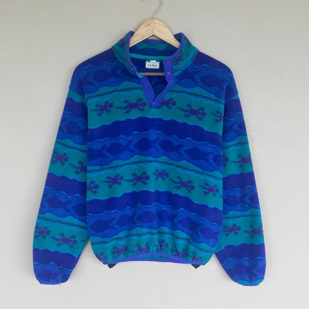 Vintage 80s 90s fleece half snap button jacket